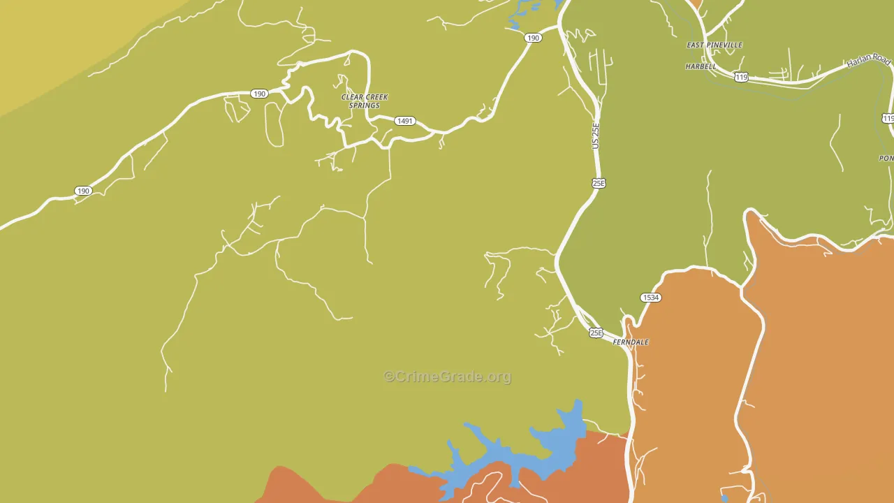Clear Creek Springs, KY Map of Drug-Related Crime Rates