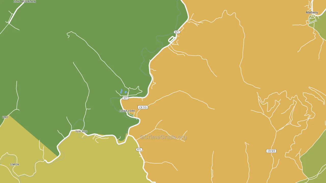 Clear Fork, WV Map of Drug-Related Crime Rates