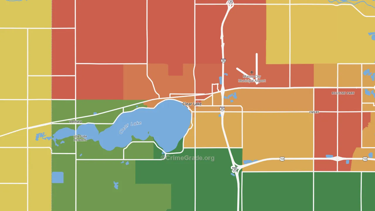 Clear Lake, IA Map of Drug-Related Crime Rates