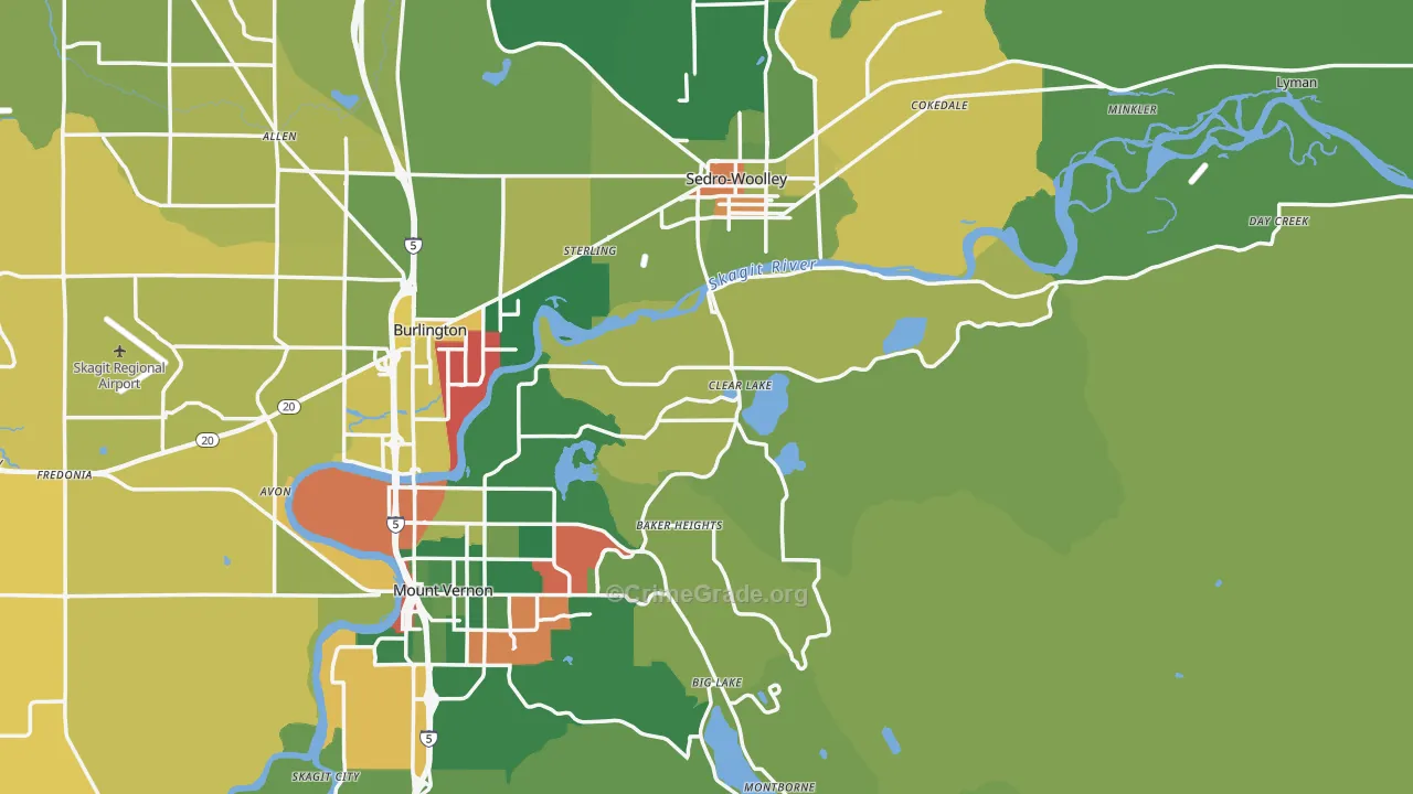Clear Lake, WA Map of Drug-Related Crime Rates