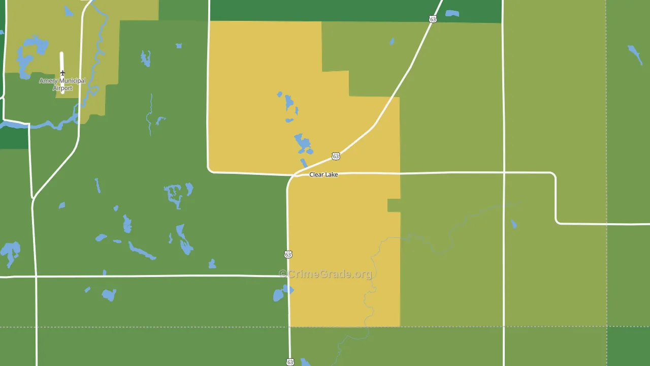 Clear Lake, WI Map of Drug-Related Crime Rates