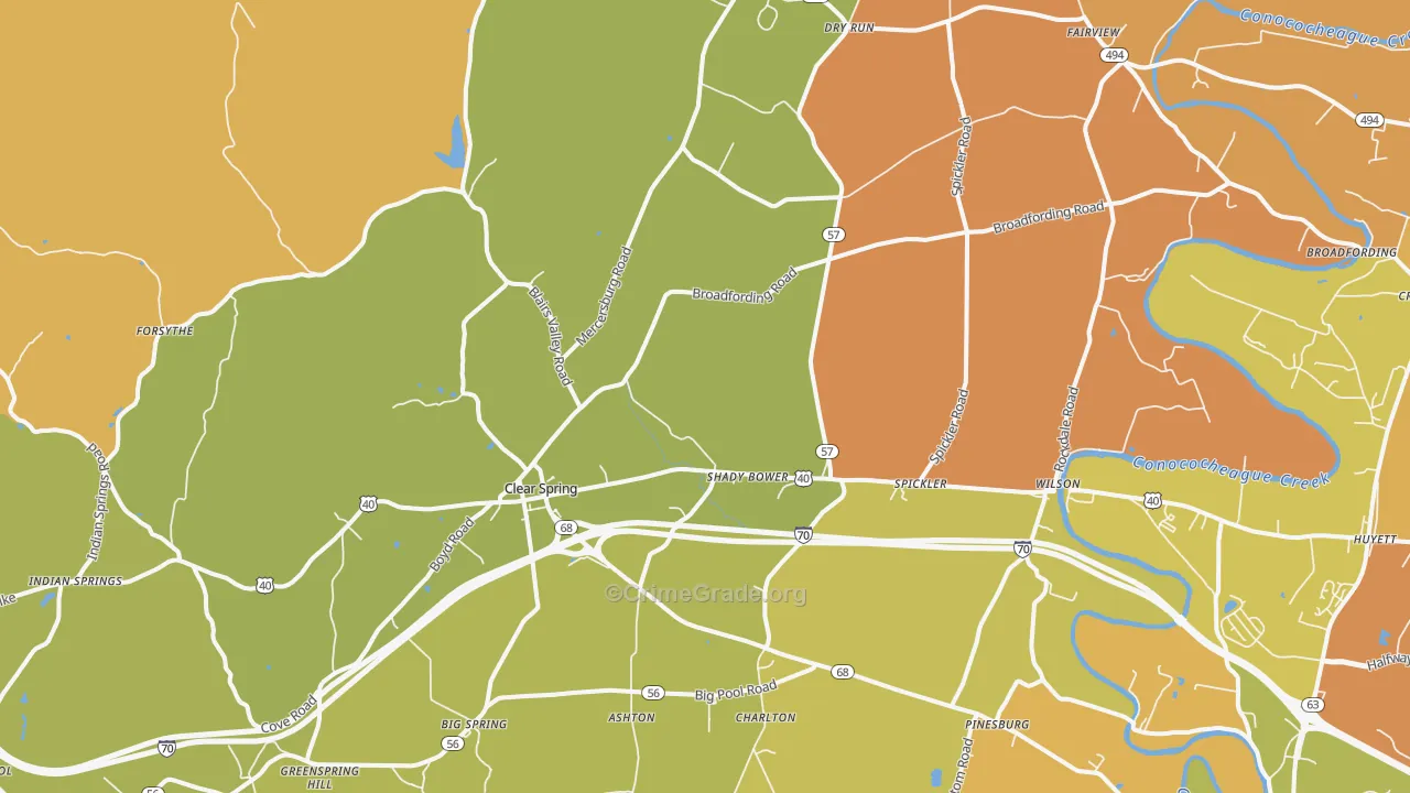 Clear Spring, MD Map of Drug-Related Crime Rates