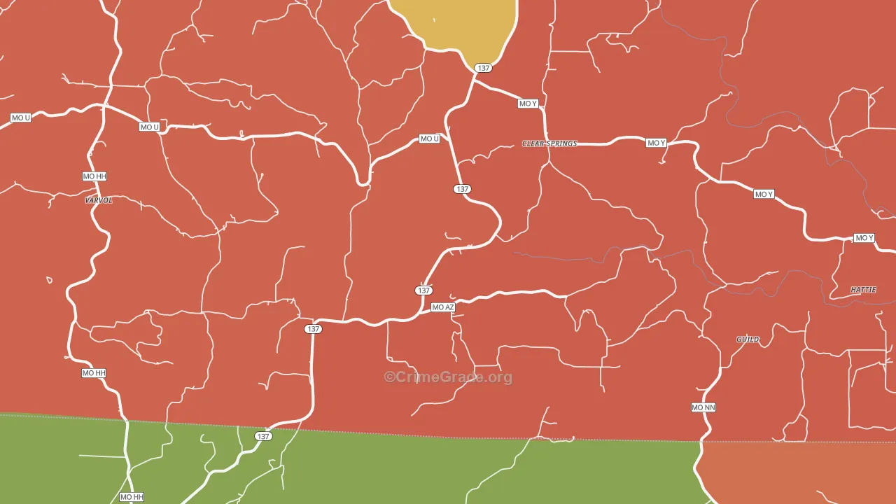 Clear Springs, MO Map of Drug-Related Crime Rates
