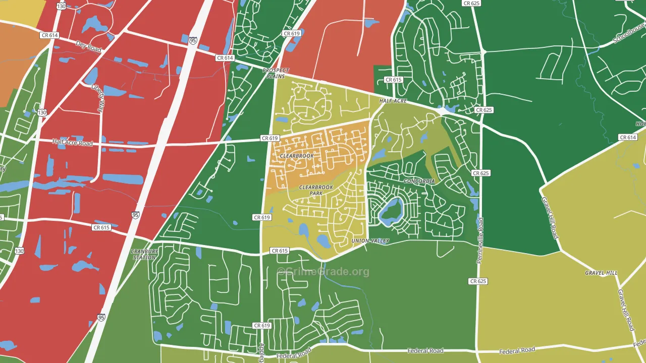 Clearbrook Park, NJ Map of Drug-Related Crime Rates