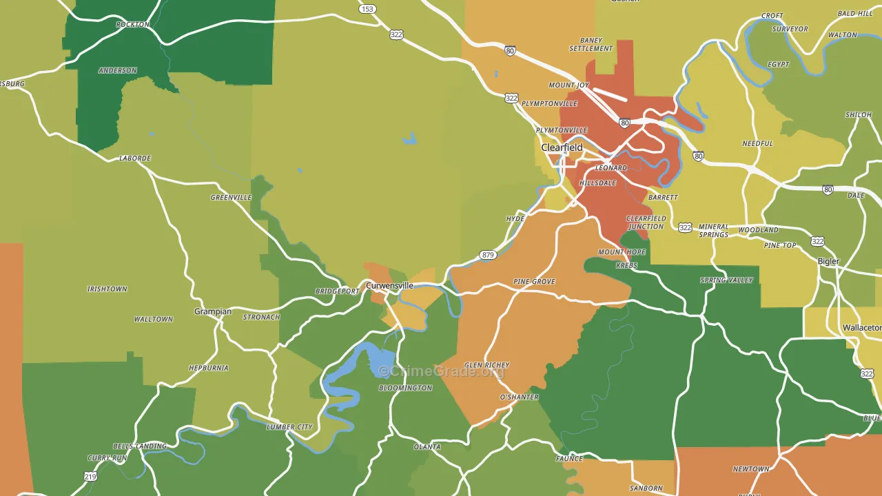 Clearfield County, PA Map of Drug-Related Crime Rates