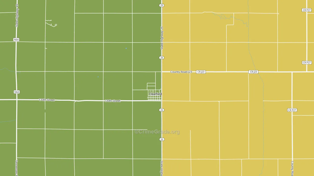 Clearfield, IA Map of Drug-Related Crime Rates