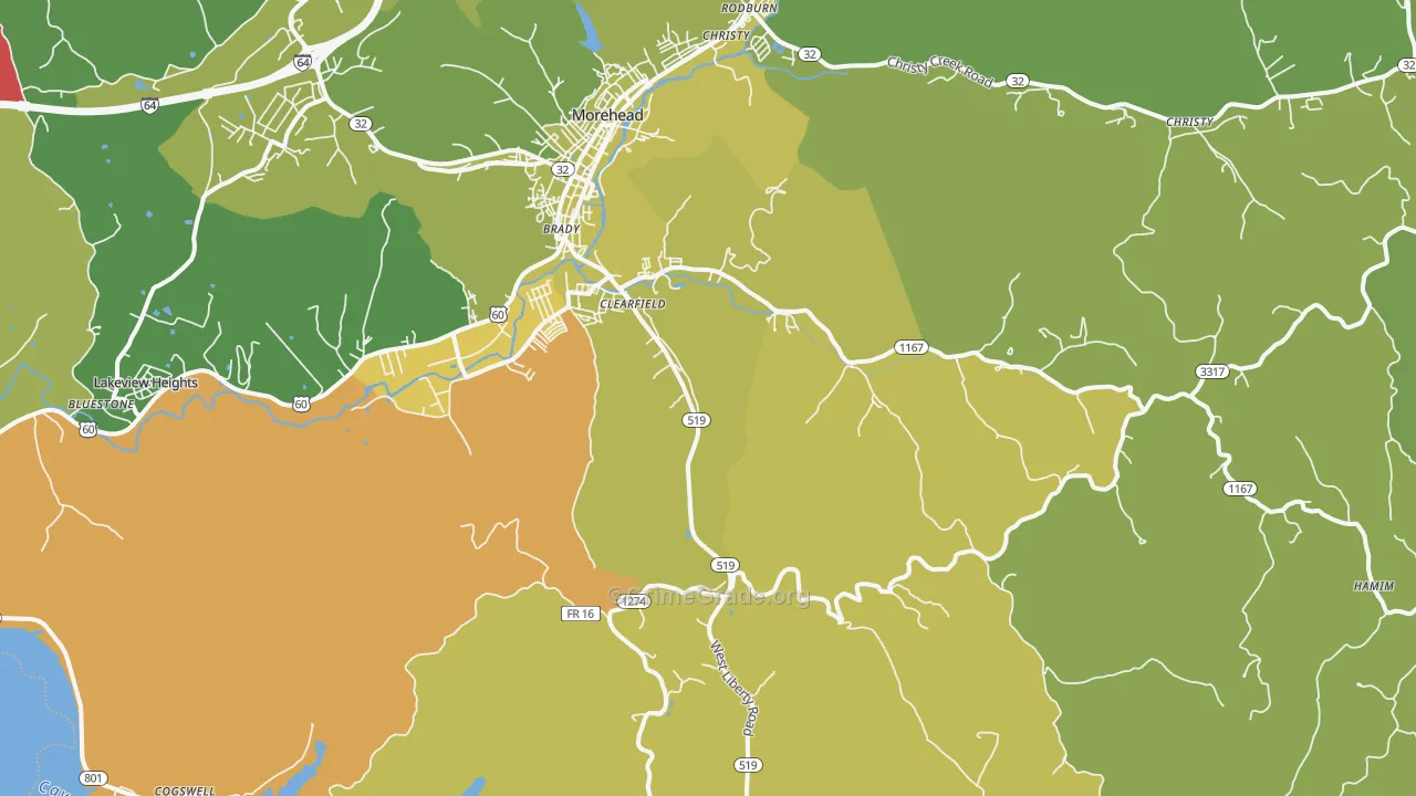 Clearfield, KY Map of Drug-Related Crime Rates