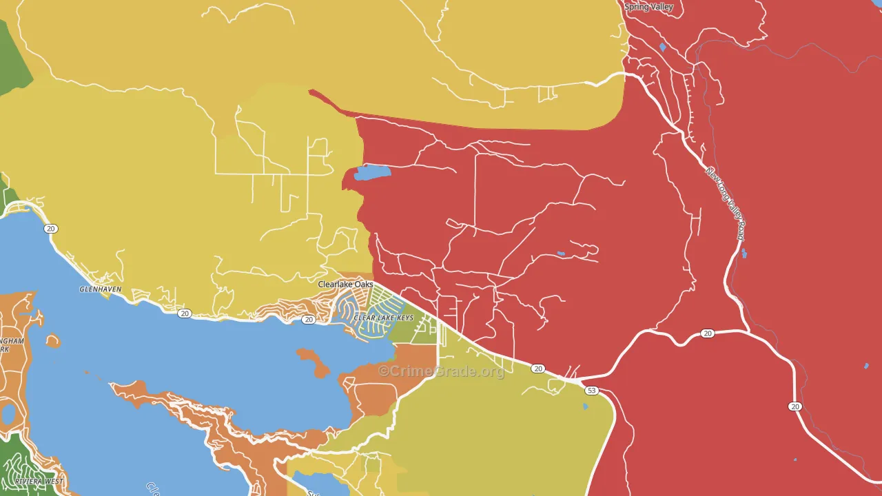 Clearlake Oaks, CA Map of Drug-Related Crime Rates