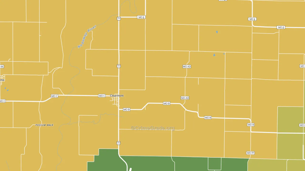 Clearmont, MO Map of Drug-Related Crime Rates