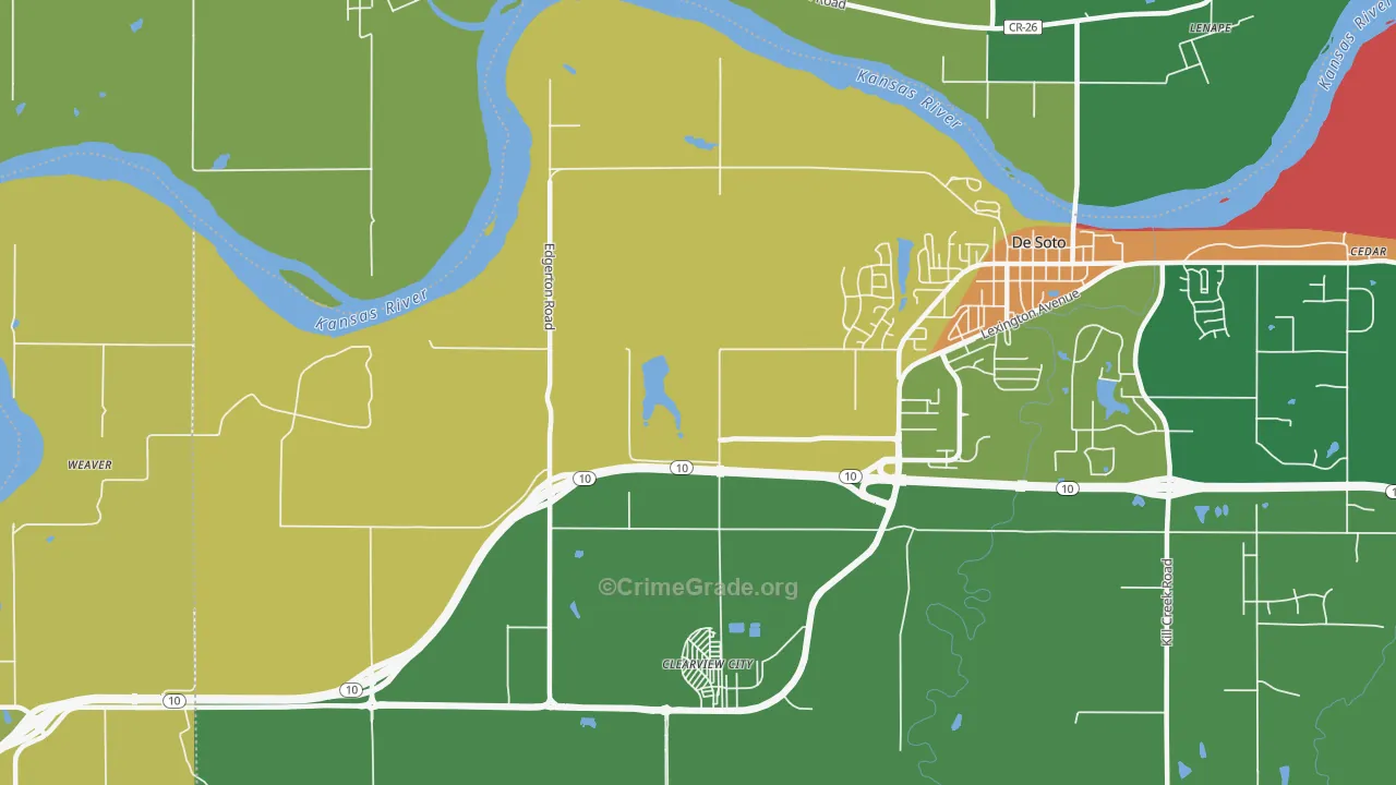 Clearview City, KS Map of Drug-Related Crime Rates