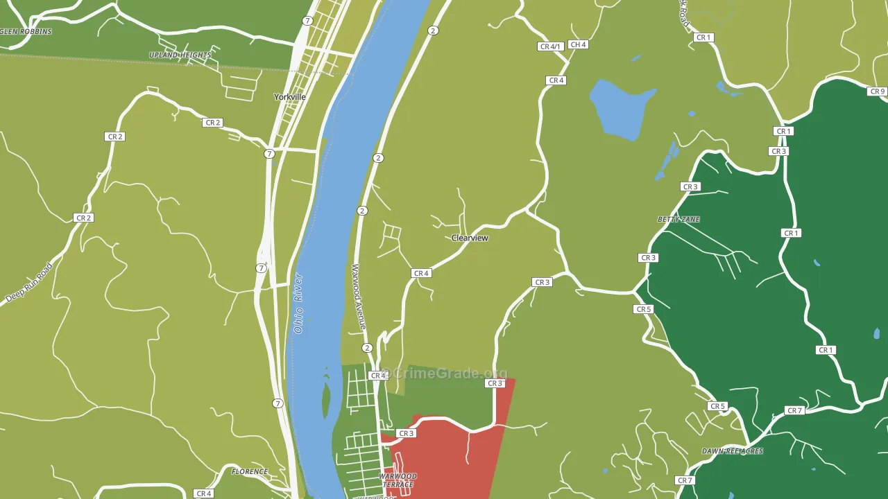 Clearview, WV Map of Drug-Related Crime Rates