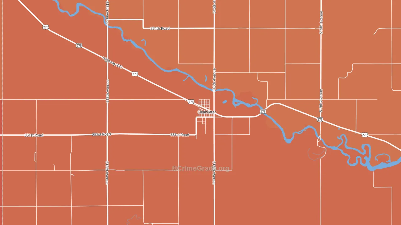 Clearwater, NE Map of Drug-Related Crime Rates