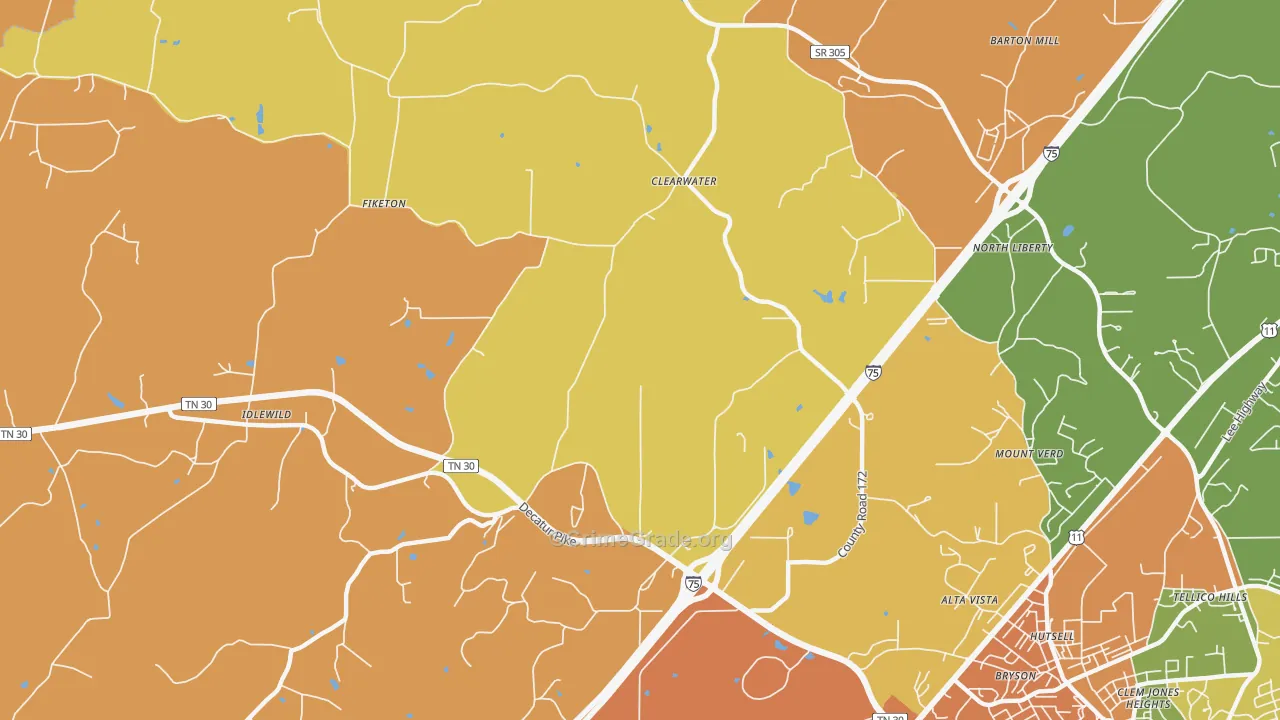 Clearwater, TN Map of Drug-Related Crime Rates