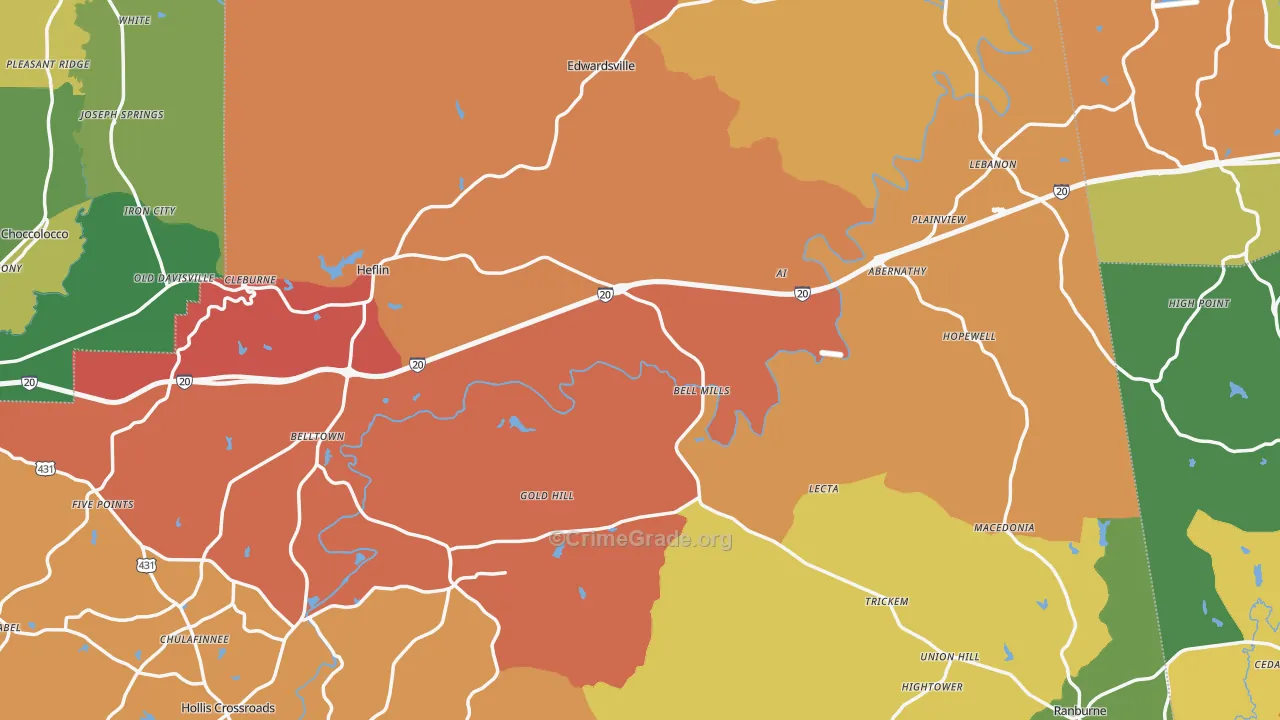 Cleburne County, AL Map of Drug-Related Crime Rates