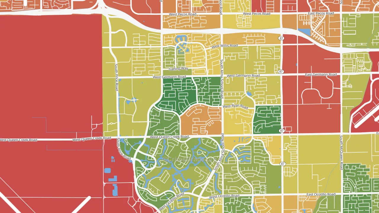 Clemente Ranch, Chandler, AZ Map of Drug-Related Crime Rates
