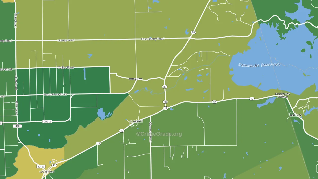 Clements, CA Map of Drug-Related Crime Rates