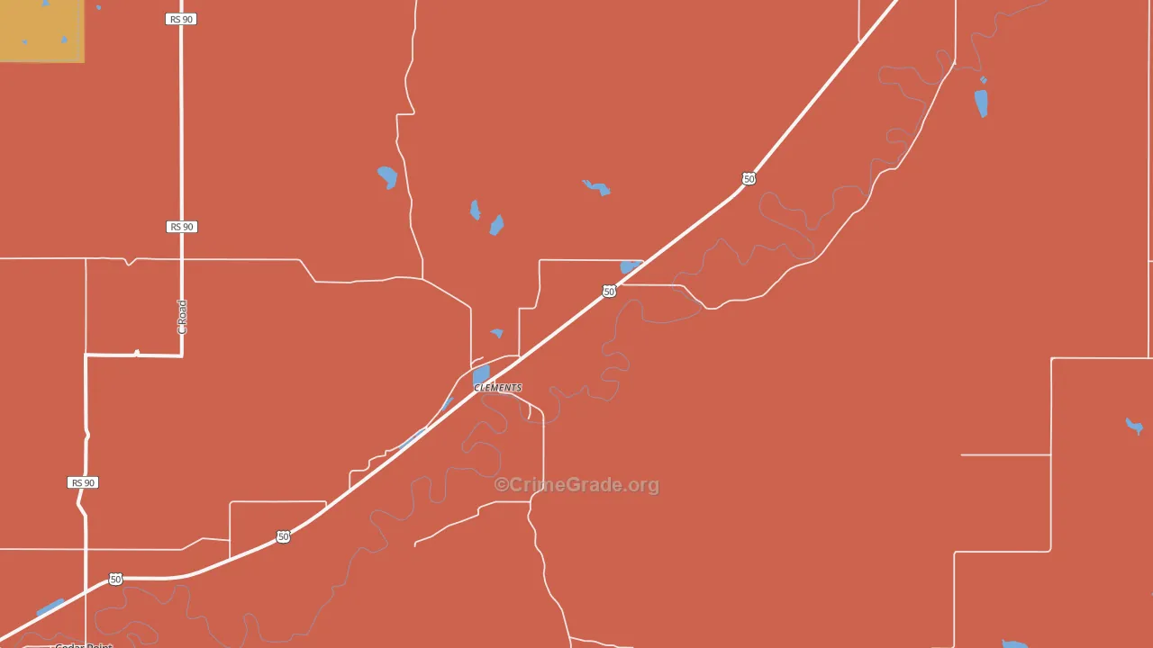 Clements, KS Map of Drug-Related Crime Rates