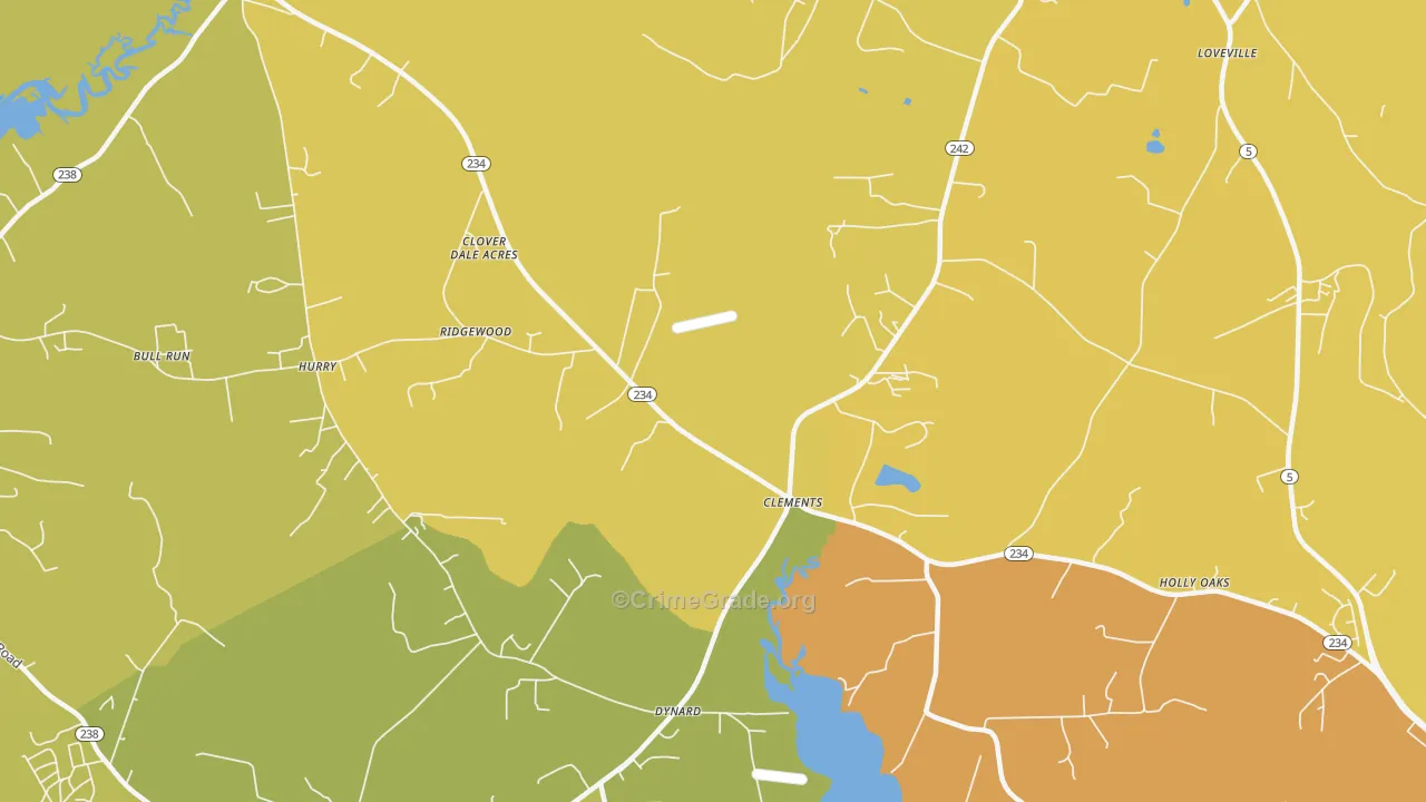 Clements, MD Map of Drug-Related Crime Rates
