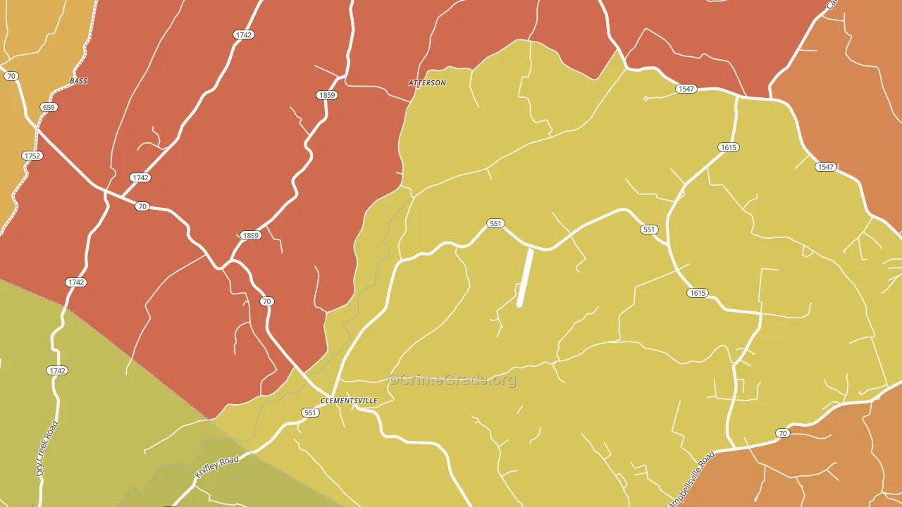 Clementsville, KY Map of Drug-Related Crime Rates