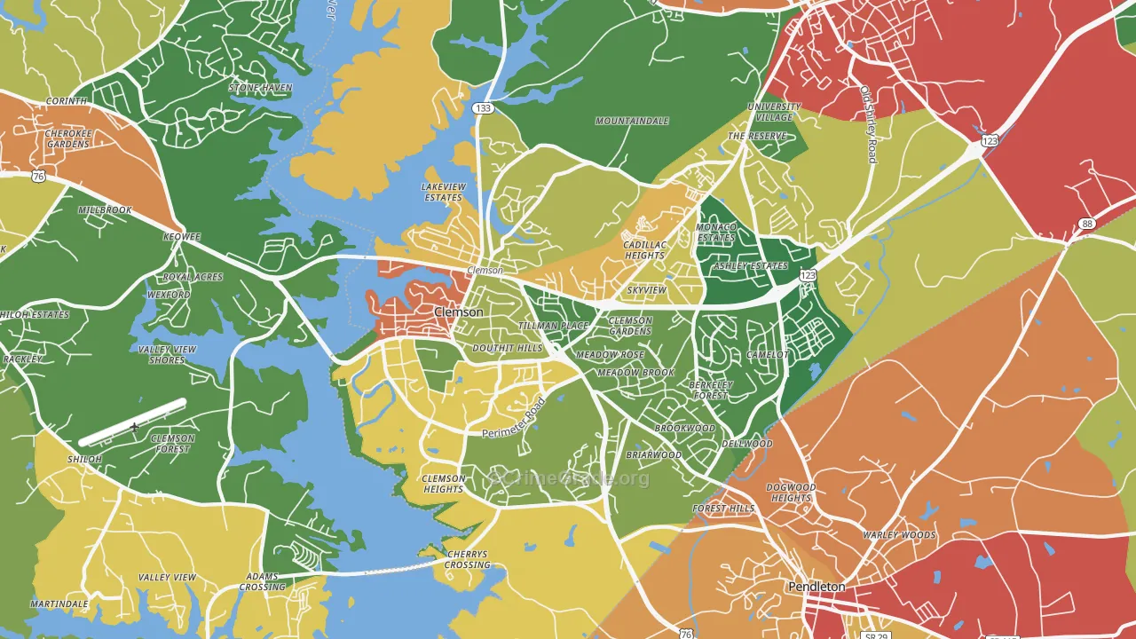 Clemson, SC Map of Drug-Related Crime Rates
