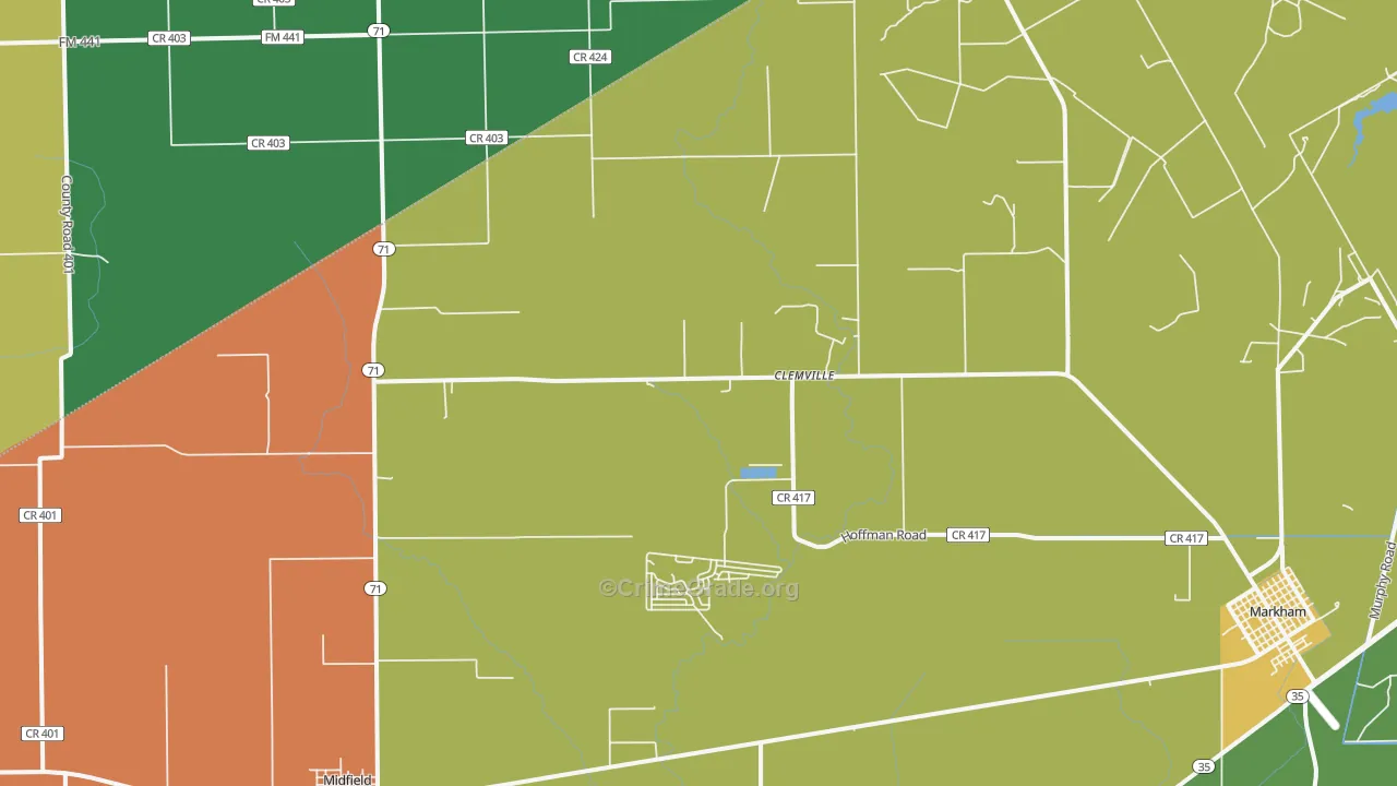 Clemville, TX Map of Drug-Related Crime Rates