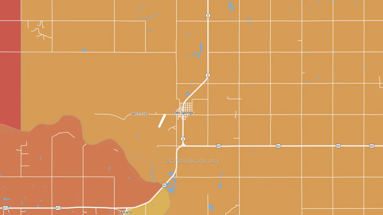 Cleo Springs, OK Map of Drug-Related Crime Rates