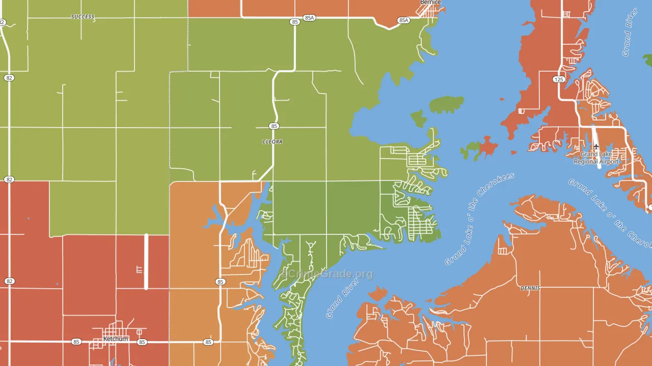Cleora, OK Map of Drug-Related Crime Rates