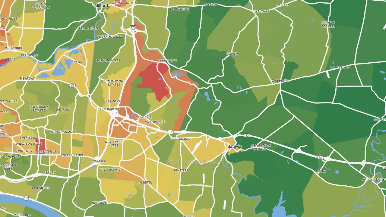 Clermont County, OH Map of Drug-Related Crime Rates