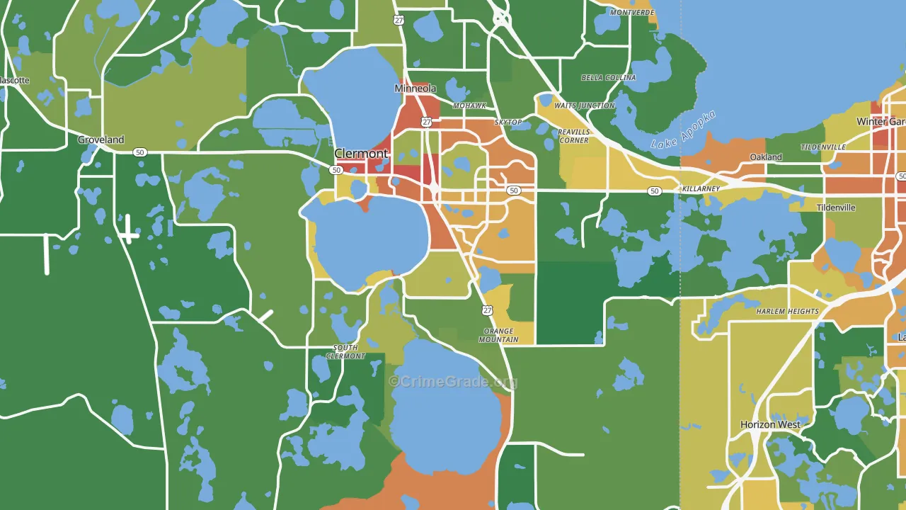 Clermont, FL Map of Drug-Related Crime Rates