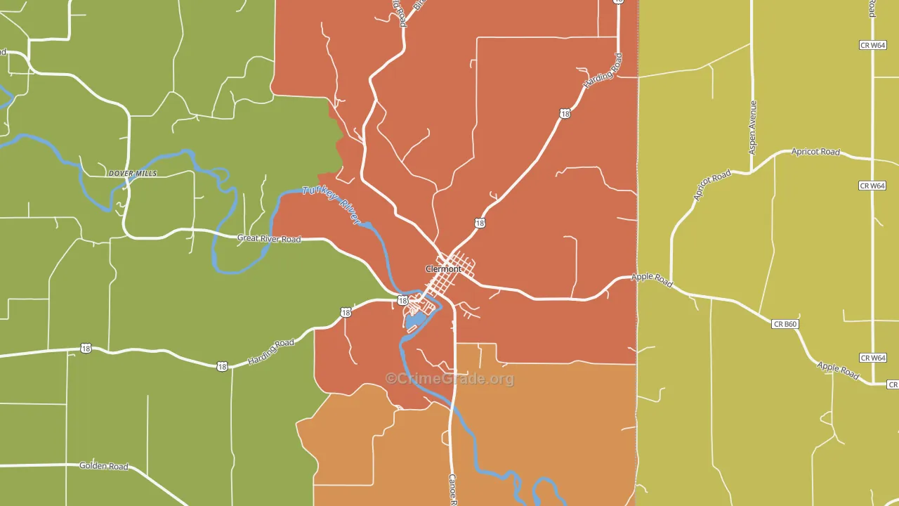 Clermont, IA Map of Drug-Related Crime Rates