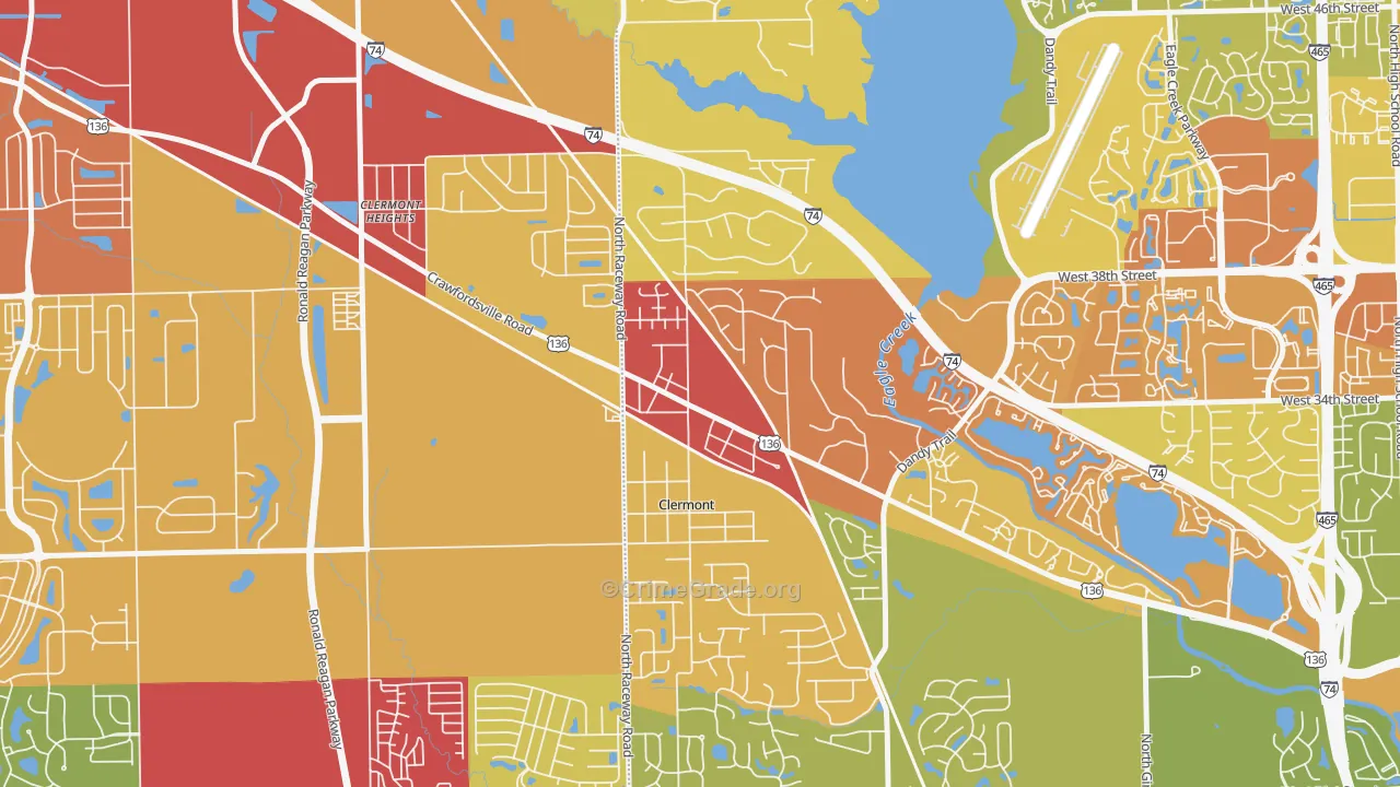 Clermont, IN Map of Drug-Related Crime Rates