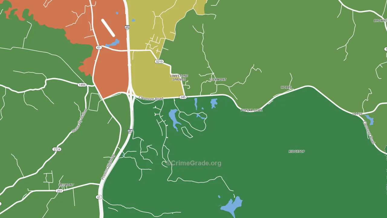 Clermont, KY Map of Drug-Related Crime Rates