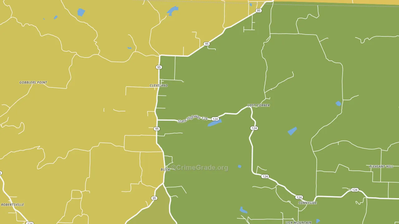 Cleveland, AR Map of Drug-Related Crime Rates