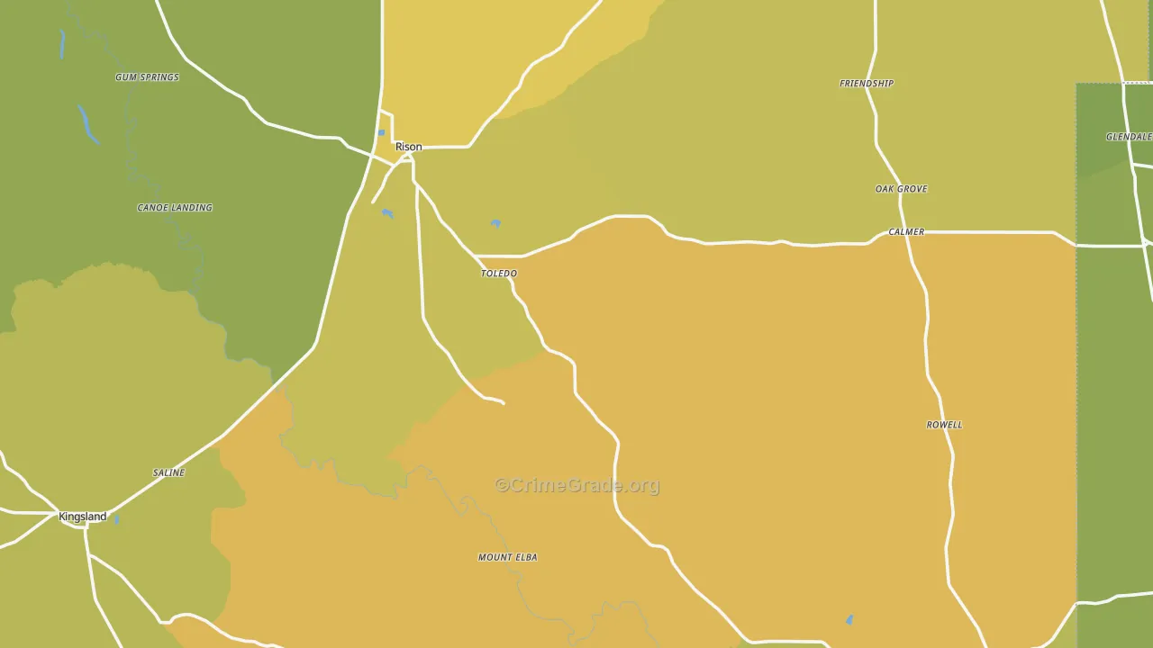 Cleveland County, AR Map of Drug-Related Crime Rates