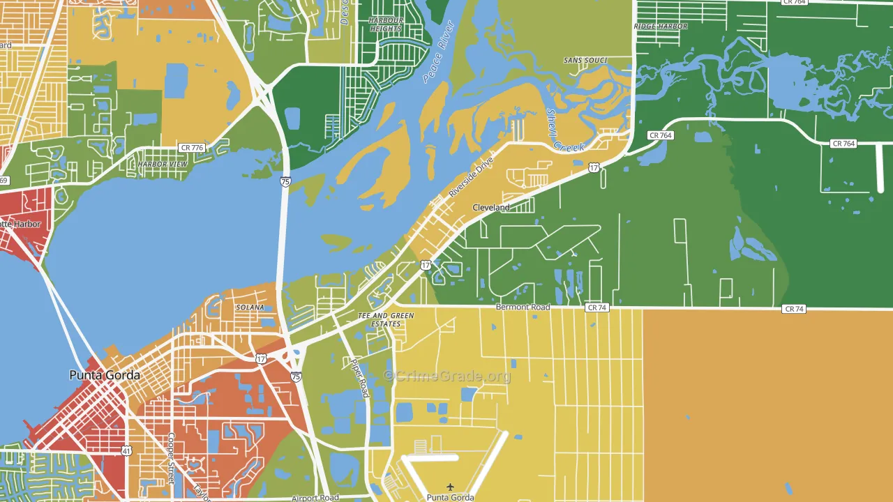 Cleveland, FL Map of Drug-Related Crime Rates