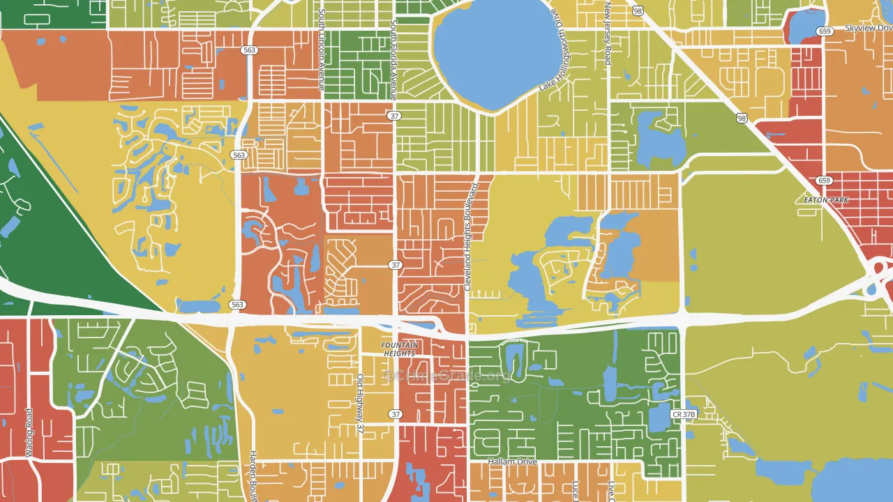 Cleveland Heights, Lakeland, FL Map of Drug-Related Crime Rates