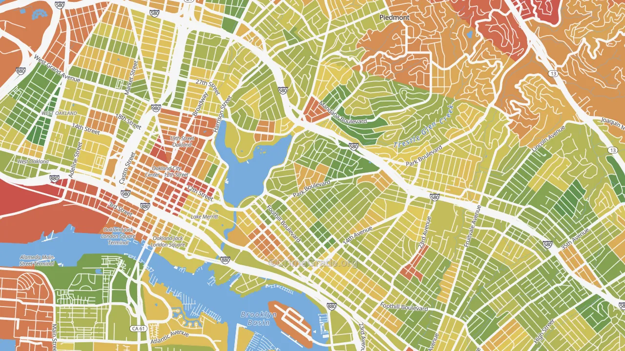 Cleveland Heights, Oakland, CA Map of Drug-Related Crime Rates
