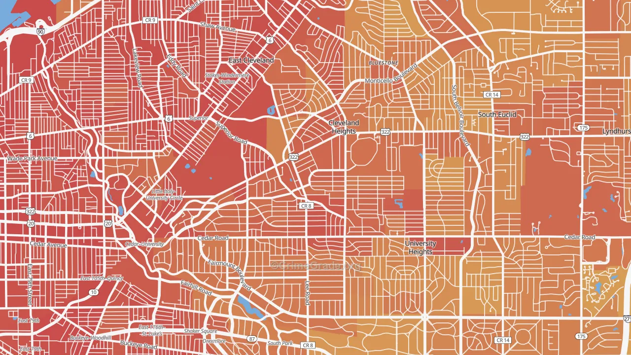 Cleveland Heights, OH Map of Drug-Related Crime Rates