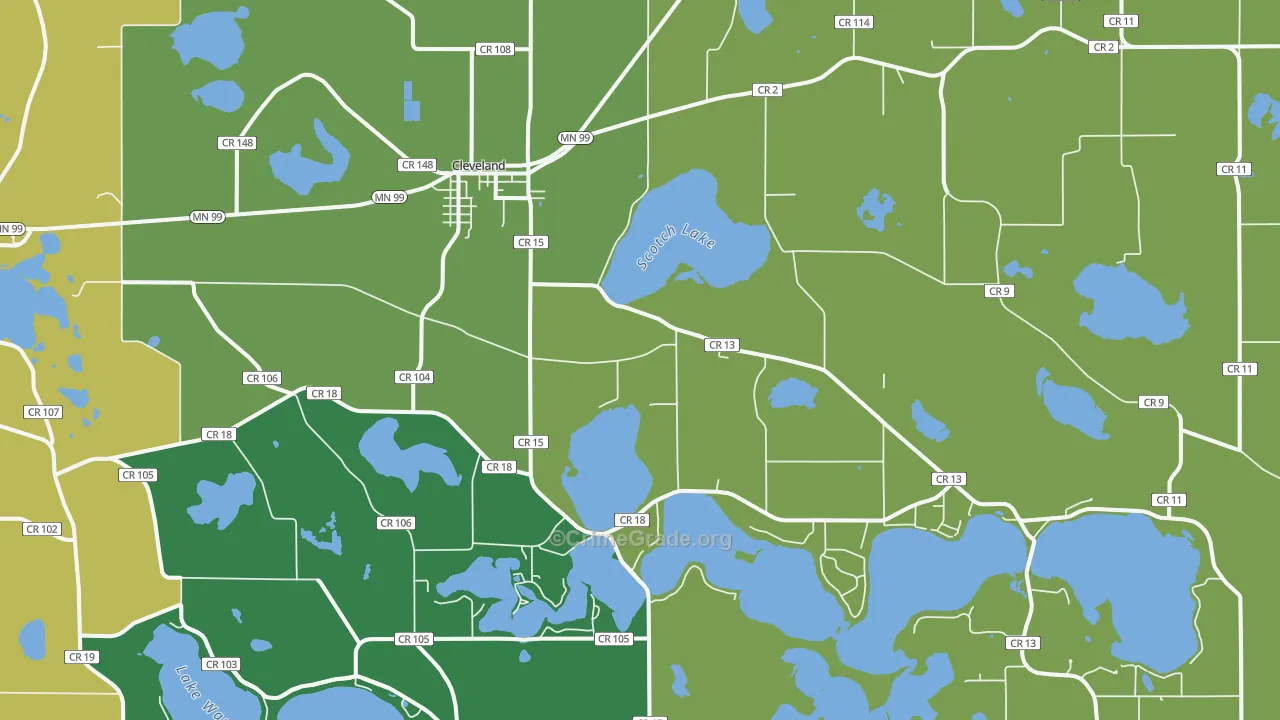 Cleveland, MN Map of Drug-Related Crime Rates