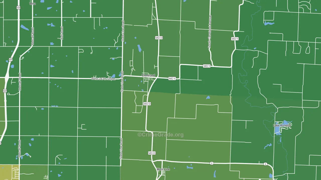 Cleveland, MO Map of Drug-Related Crime Rates