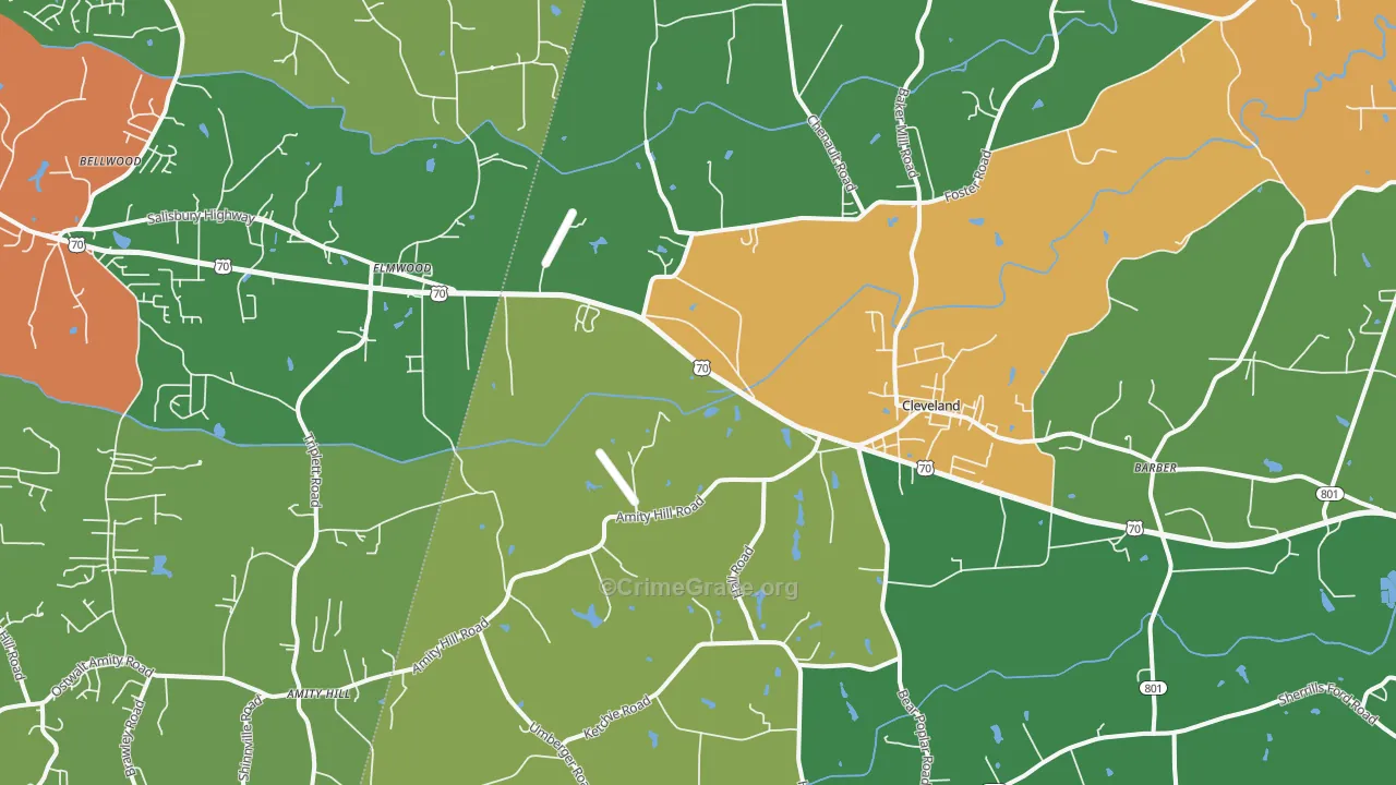 Cleveland, NC Map of Drug-Related Crime Rates