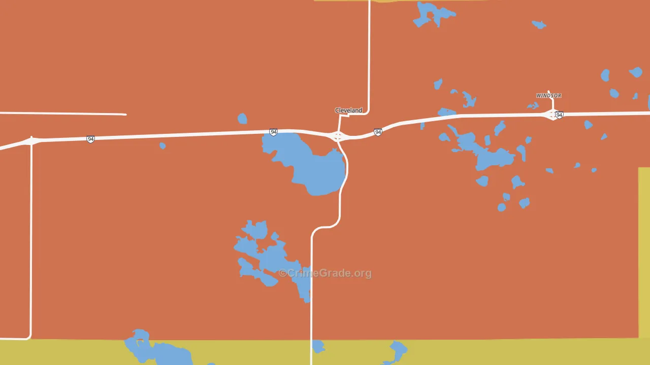 Cleveland, ND Map of Drug-Related Crime Rates