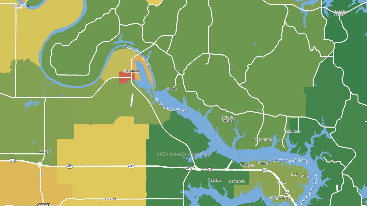 Cleveland, OK Map of Drug-Related Crime Rates
