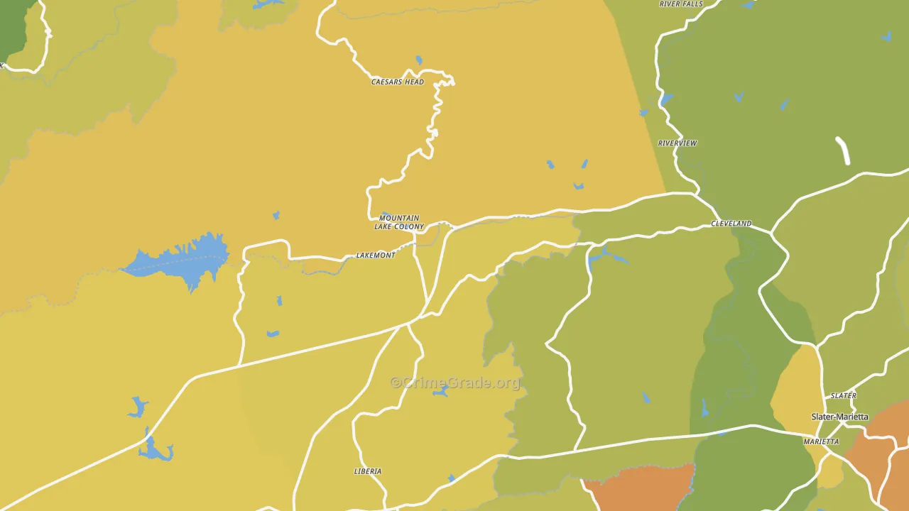 Cleveland, SC Map of Drug-Related Crime Rates
