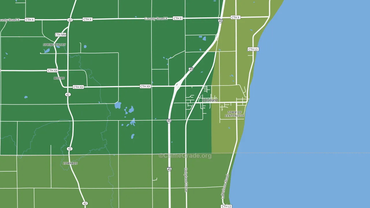 Cleveland, WI Map of Drug-Related Crime Rates