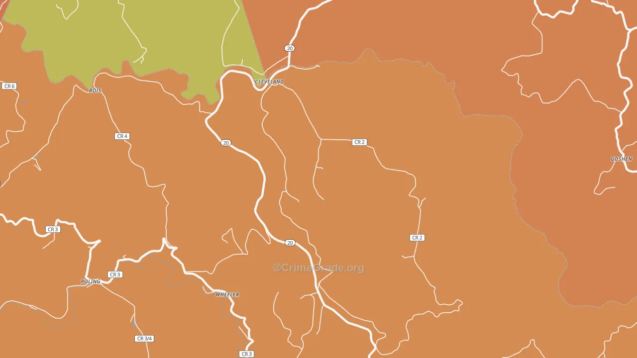 Cleveland, WV Map of Drug-Related Crime Rates