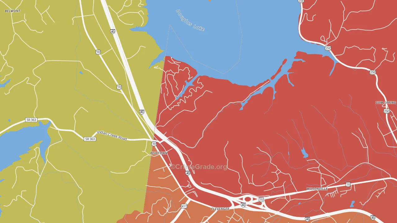 Clevenger, TN Map of Drug-Related Crime Rates