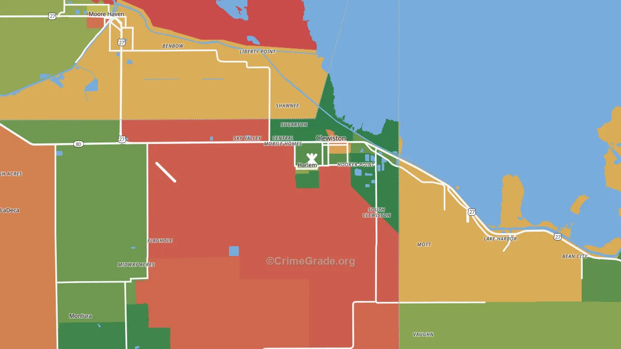 Clewiston, FL Map of Drug-Related Crime Rates