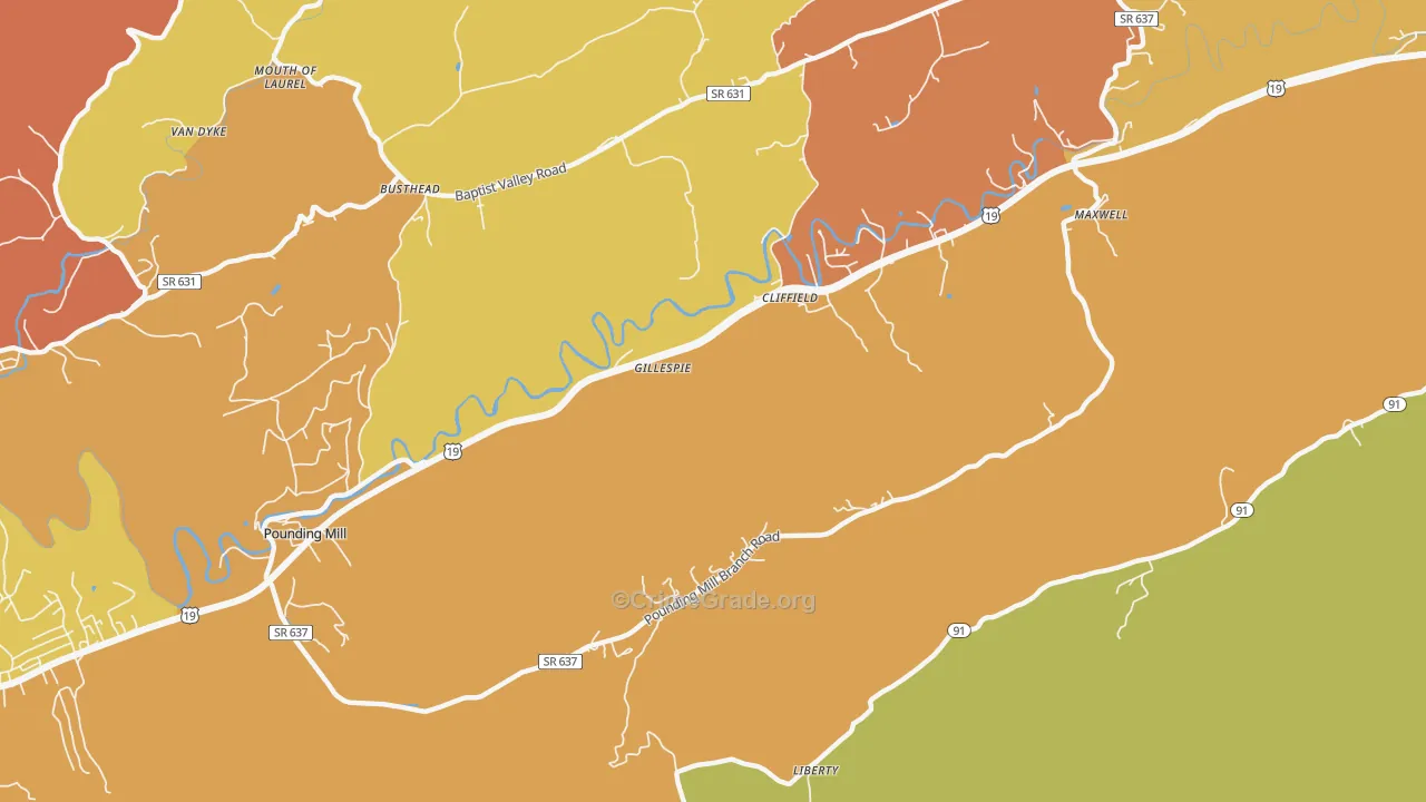 Cliffield, VA Map of Drug-Related Crime Rates