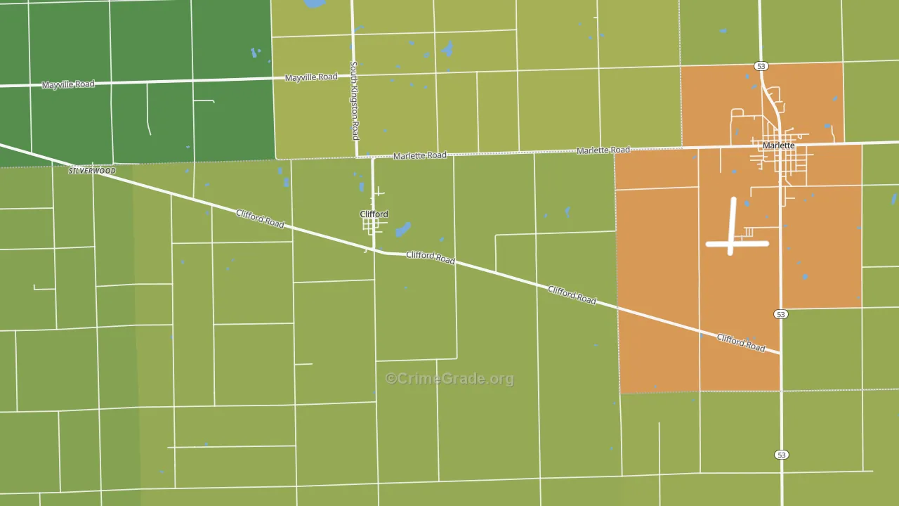 Clifford, MI Map of Drug-Related Crime Rates